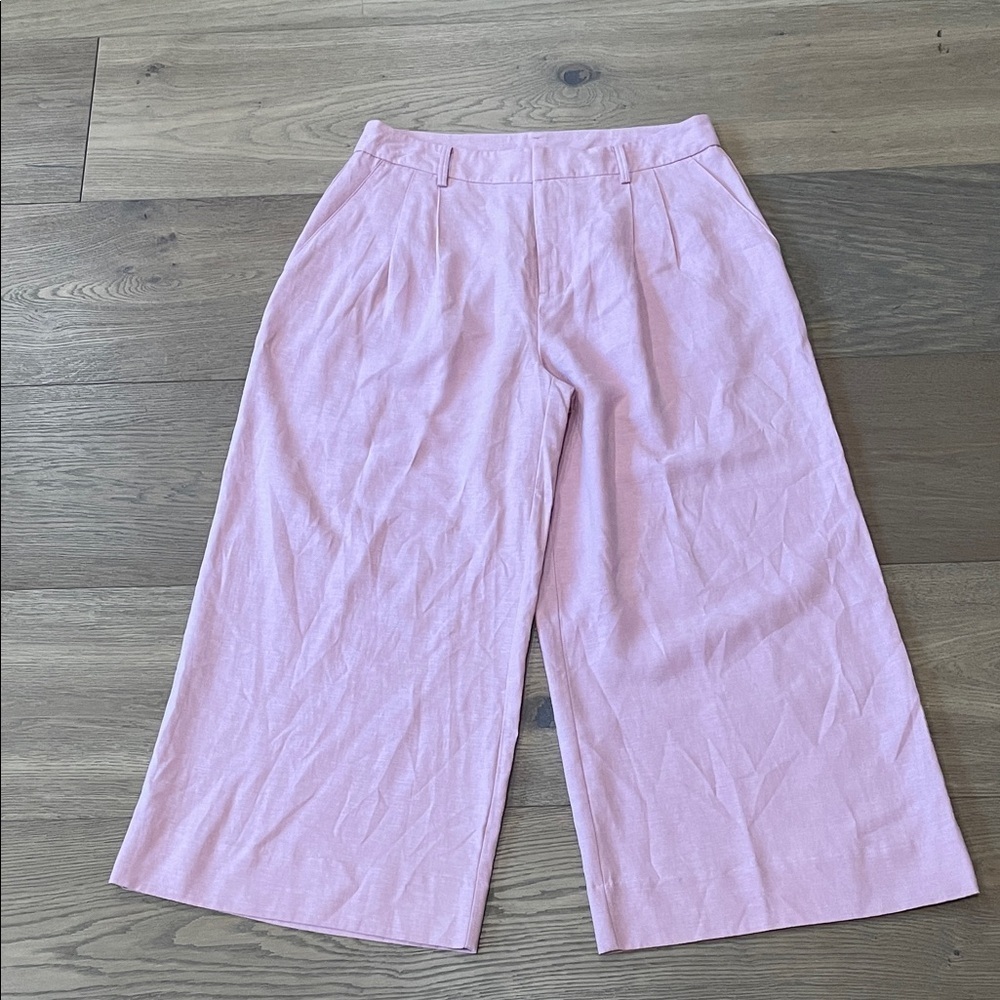 Ryegrass Wide Leg High Rise Cropped Pants Pleated Size 8 NWOT Linen Blend